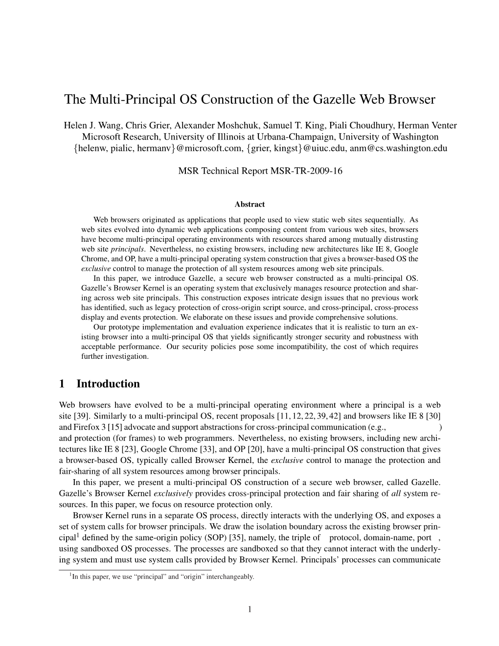 The Multi-Principal OS Construction of the Gazelle Web Browser