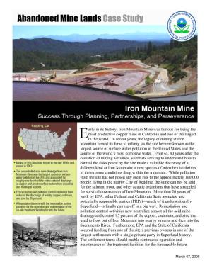 Iron Mountain Mine Case Study Success Through Planning, Partnerships, and Perseverance