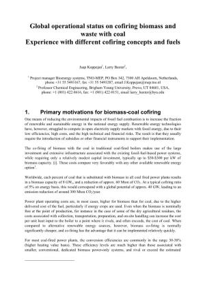 Exco55 P1 a Global Operational Status of Co-Firing Biomass And