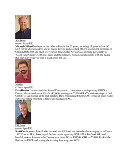 Michael Gifford Has Been on the Radio in Denver for 20 Years, Including 13 Years at Hot AC MIX 100 in Afternoon Drive and As Music Director and Assistant PD