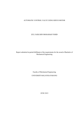 Automatic Control Valve Using Servo Motor