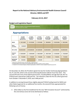 Report to the Nat Advisory Env Health Sciences Council