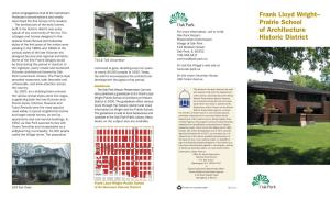 Frank Lloyd Wright– Prairie School of Architecture Historic District