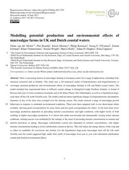 Modelling Potential Production and Environmental Effects Of