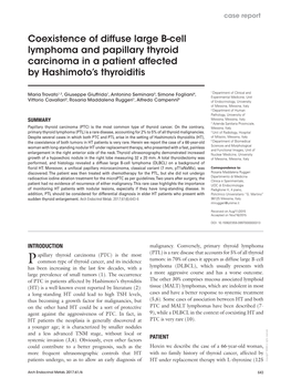 Coexistence of Diffuse Large B-Cell Lymphoma and Papillary Thyroid