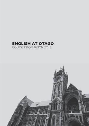 English at Otago Course Information 2O18