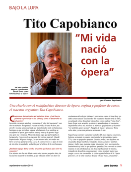 Tito Capobianco “Mi Vida Nació Con La Ópera”