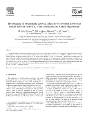 The Structure of Concentrated Aqueous Solutions of Chromium Nitrate and Cerium Chloride Studied by X-Ray Diffraction and Raman Spectroscopy