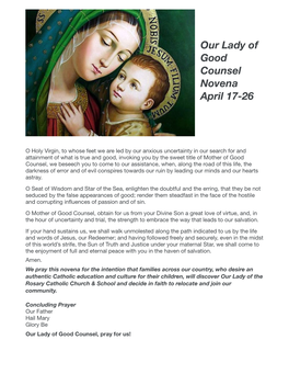 Our Lady of Good Counsel Novena April 17-26