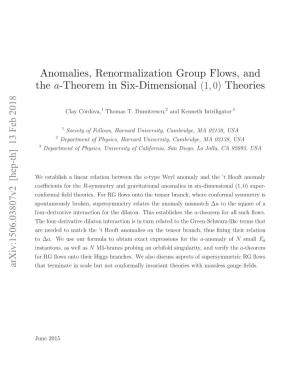 Anomalies, Renormalization Group Flows, and the A-Theorem in Six