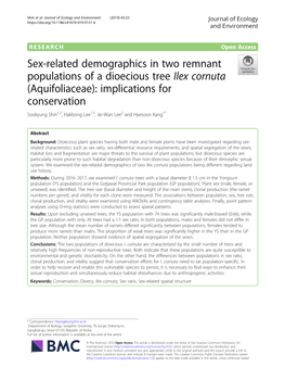 Ilex Cornuta (Aquifoliaceae): Implications for Conservation Sookyung Shin1,2, Hakbong Lee1,3, Jei-Wan Lee2 and Hyesoon Kang1*