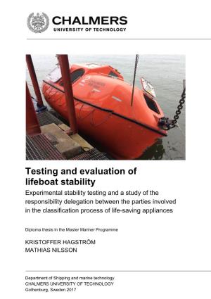 Testing and Evaluation of Lifeboat Stability