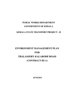 Environment Management Plan for Thalassery
