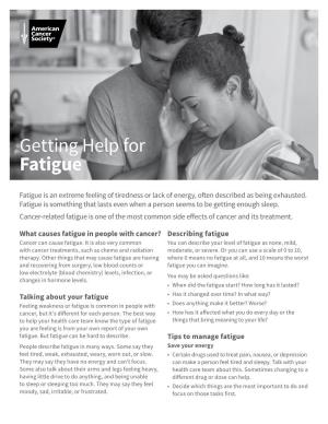 Getting Help for Fatigue
