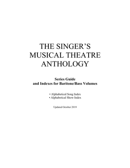THE SINGER's MUSICAL THEATRE ANTHOLOGY Baritone/Bass Volumes