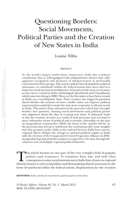 Social Movements, Political Parties and the Creation