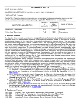 OMB No. 0925-0046, Biographical Sketch Format Page