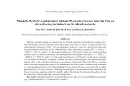 Allendeite (Sc4zr3o12) and Hexamolybdenum (Mo,Ru,Fe), Two New Minerals from an Ultrarefractory Inclusion from the Allende Meteorite