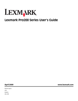 Lexmark Pro200 Series User's Guide