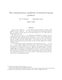 The Communication Complexity of Interleaved Group Products