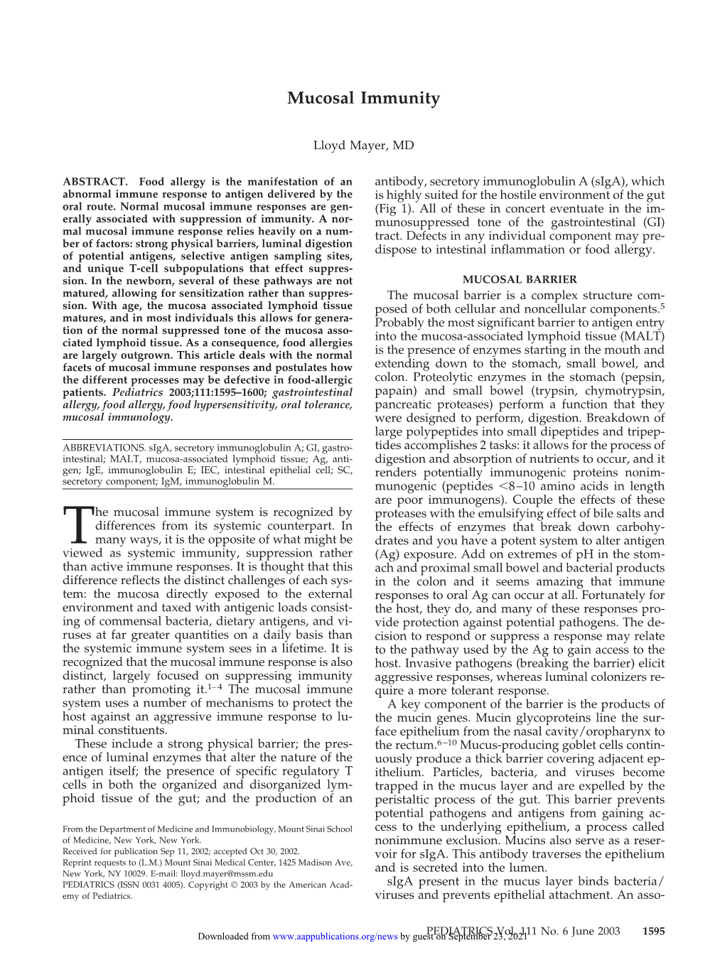 Mucosal Immunity