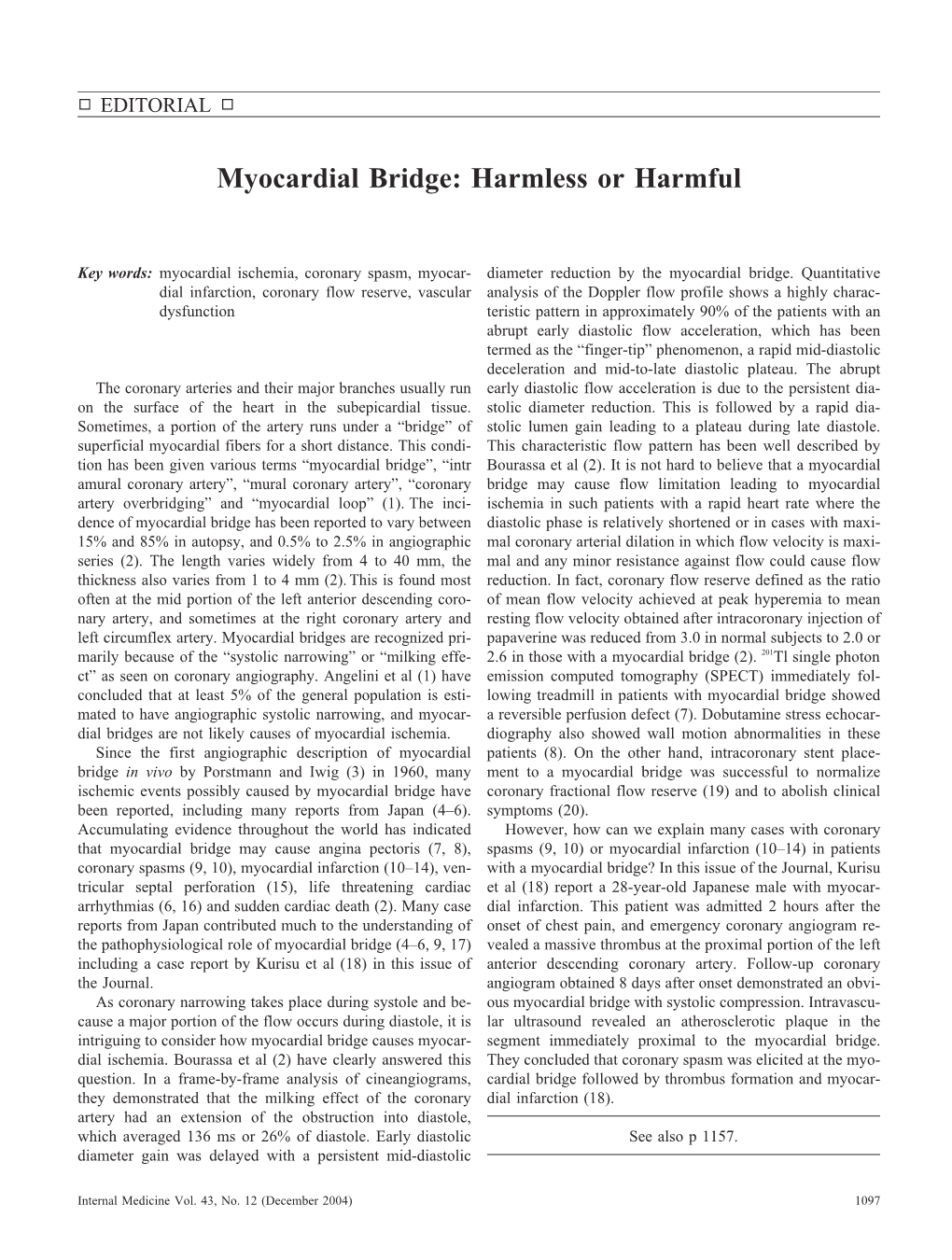Myocardial Bridge: Harmless Or Harmful