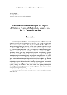 Between Tabloidization of Religion and Religious Affiliation on Facebook