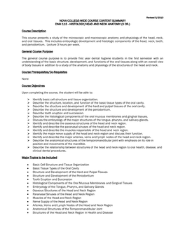 Histology/Head and Neck Anatomy (3 Cr.)