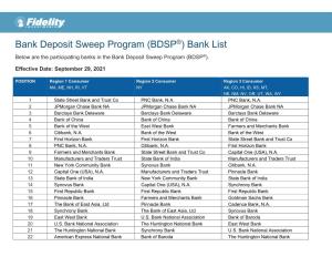 Bank Deposit Sweep Program (BDSP®) Bank List Below Are the Participating Banks in the Bank Deposit Sweep Program (BDSP®)