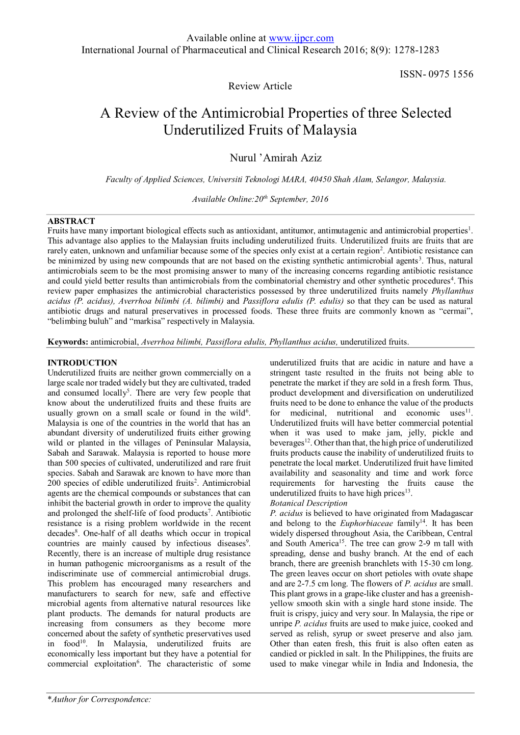 A Review of the Antimicrobial Properties of Three Selected Underutilized Fruits of Malaysia