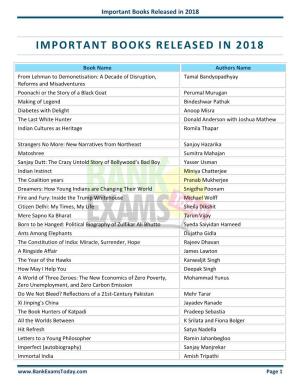 Important Books Released in 2018