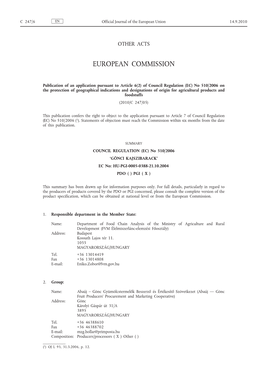 Of Council Regulation (EC) No 510/2006 on the Protection Of