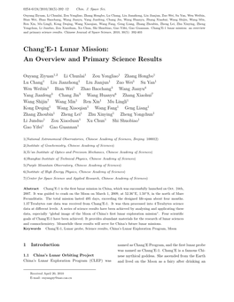 Chang'e-1 Lunar Mission: an Overview and Primary Science Results