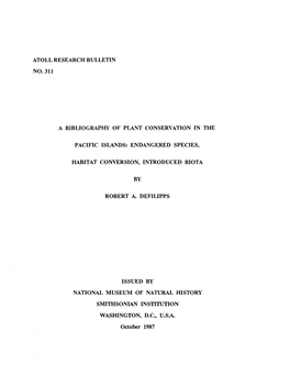 Atoll Research Bulletin No. 311 a Bibliography of Plant