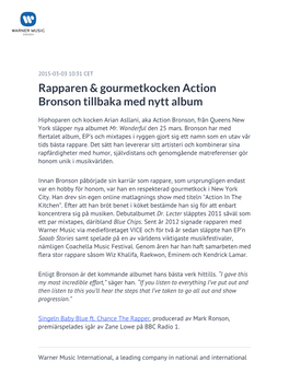Rapparen & Gourmetkocken Action Bronson Tillbaka Med Nytt Album
