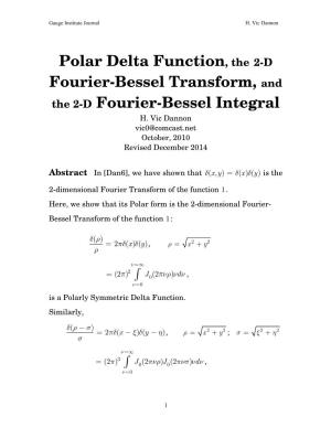 Polar Delta Function, and the 2-D Fourier-Bessel