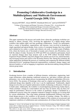 Promoting Collaborative Geodesign in a Multidisciplinary and Multiscale Environment: Coastal Georgia 2050, USA