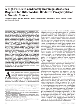 A High-Fat Diet Coordinately Downregulates Genes Required for Mitochondrial Oxidative Phosphorylation in Skeletal Muscle Lauren M