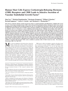 Receptors and CRH Leads to Selective Secretion of Vascular Endothelial Growth Factor1