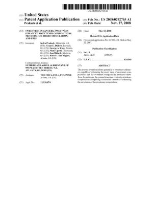 (12) Patent Application Publication (10) Pub. No.: US 2008/0292765 A1 Prakash Et Al