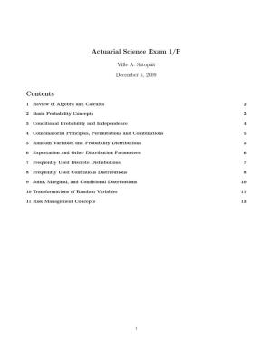 Actuarial Science Exam 1/P Contents
