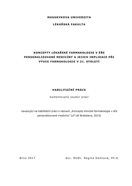 Koncepty Lékařské Farmakologie V Éře Personalizované Medicíny a Jejich Implikace Při Výuce Farmakologie V 21