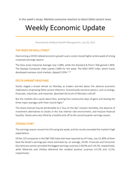 Weekly Economic Update