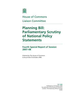 Planning Bill: Parliamentary Scrutiny of National Policy Statements