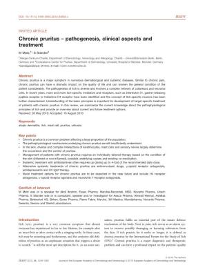 Chronic Pruritus – Pathogenesis, Clinical Aspects and Treatment