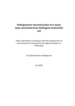 Pathogenomic Characterisation of a Novel, Layer-Associated Avian