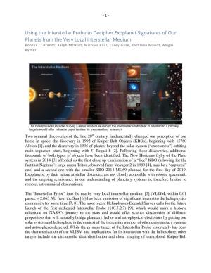 Using the Interstellar Probe to Decipher Exoplanet Signatures of Our Planets from the Very Local Interstellar Medium Pontus C