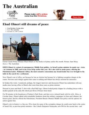 Ehud Olmert Still Dreams of Peace