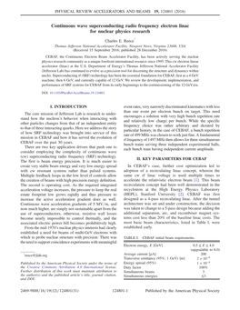 Continuous Wave Superconducting Radio Frequency Electron Linac for Nuclear Physics Research