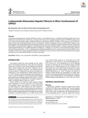 Lodoxamide Attenuates Hepatic Fibrosis in Mice: Involvement of GPR35
